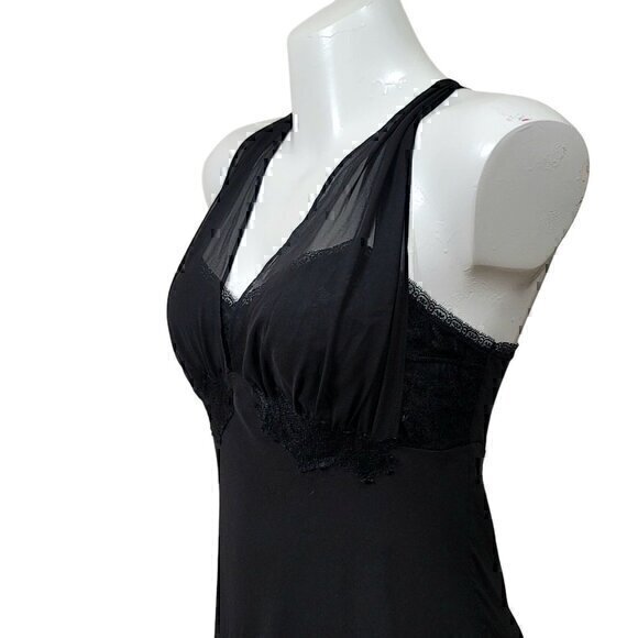 Old Hollywood Glam Style Pinup Cabernet Black Gown Chiffon M - Picture 4 of 8